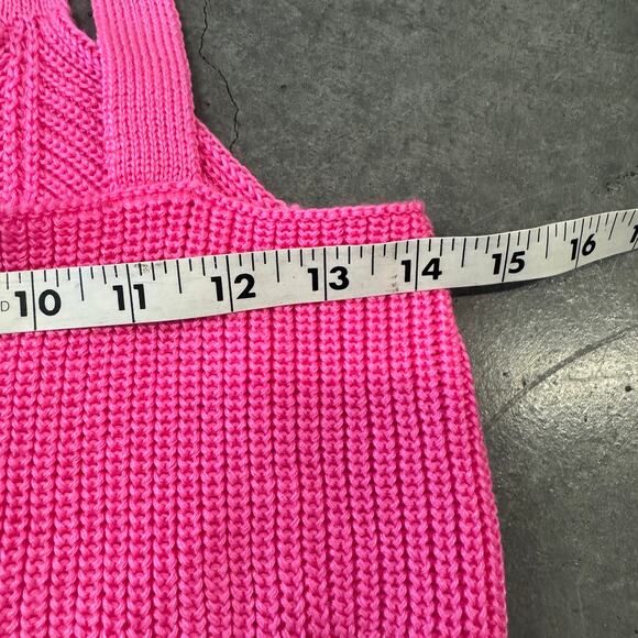 Vintage Y2k Hot Pink Knit Summer Essential Tank Top Casual Beach Top Xl - Picture 4 of 5